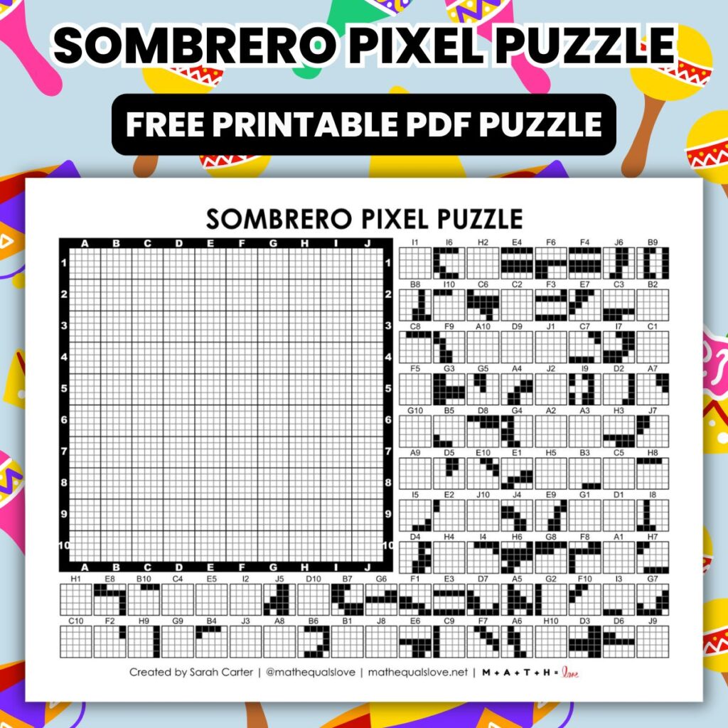 sombrero pixel puzzle worksheet.