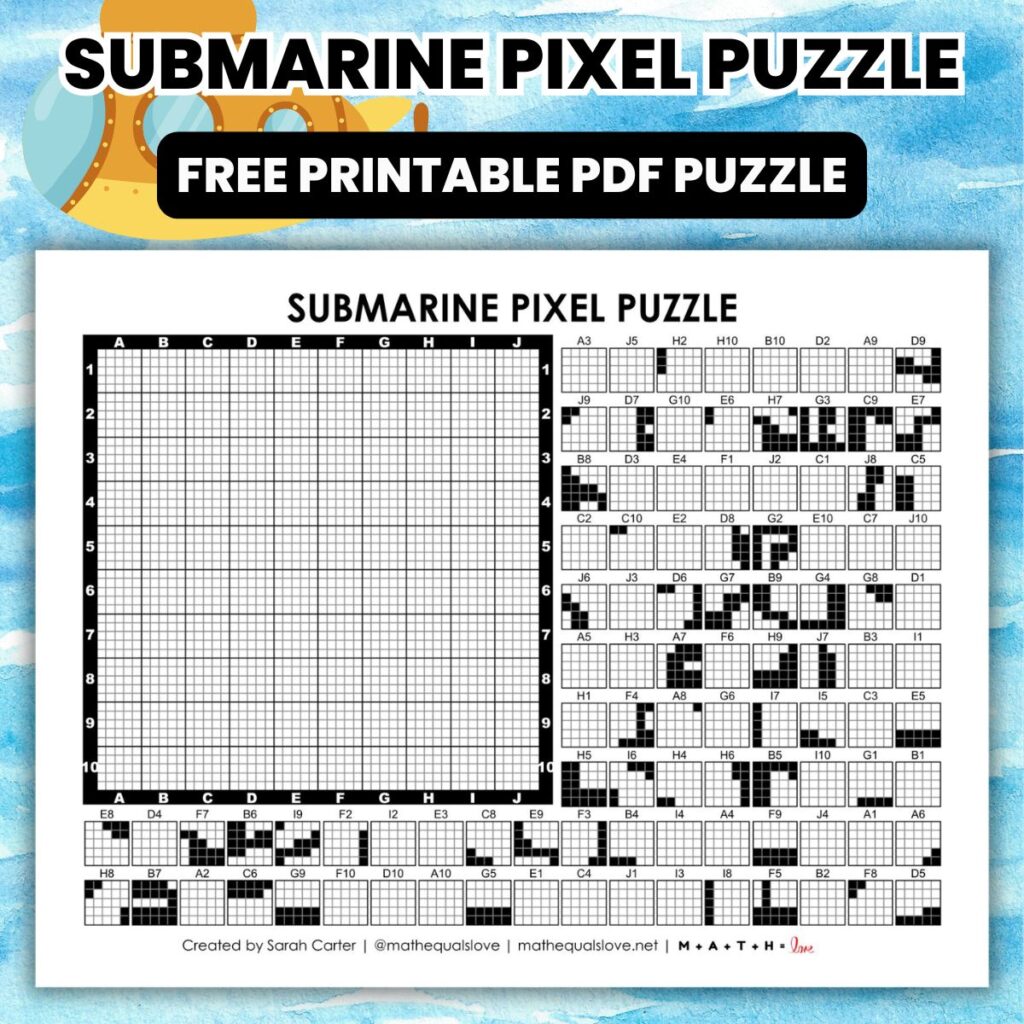 submarine pixel puzzle worksheet.