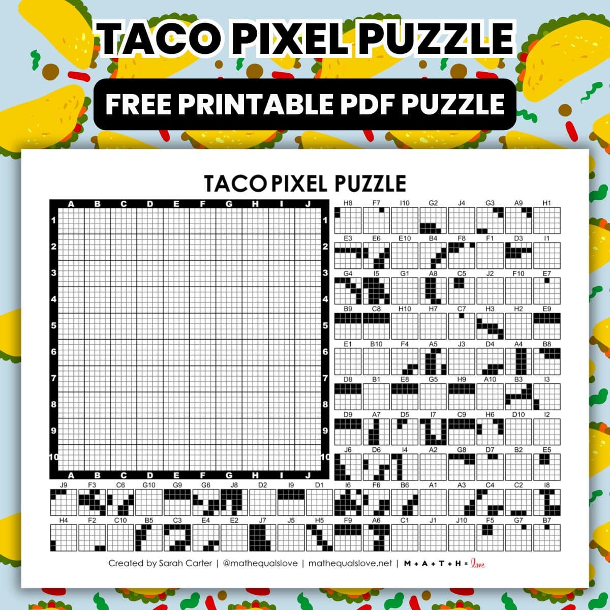 taco pixel puzzle worksheet.
