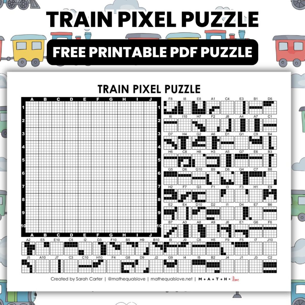 train pixel puzzle worksheet.