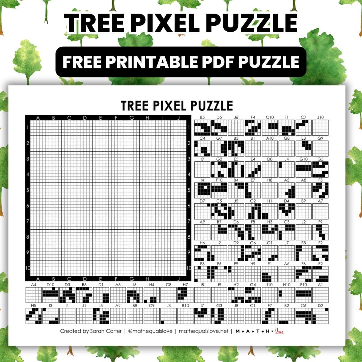 Tree Pixel Puzzle | Math = Love