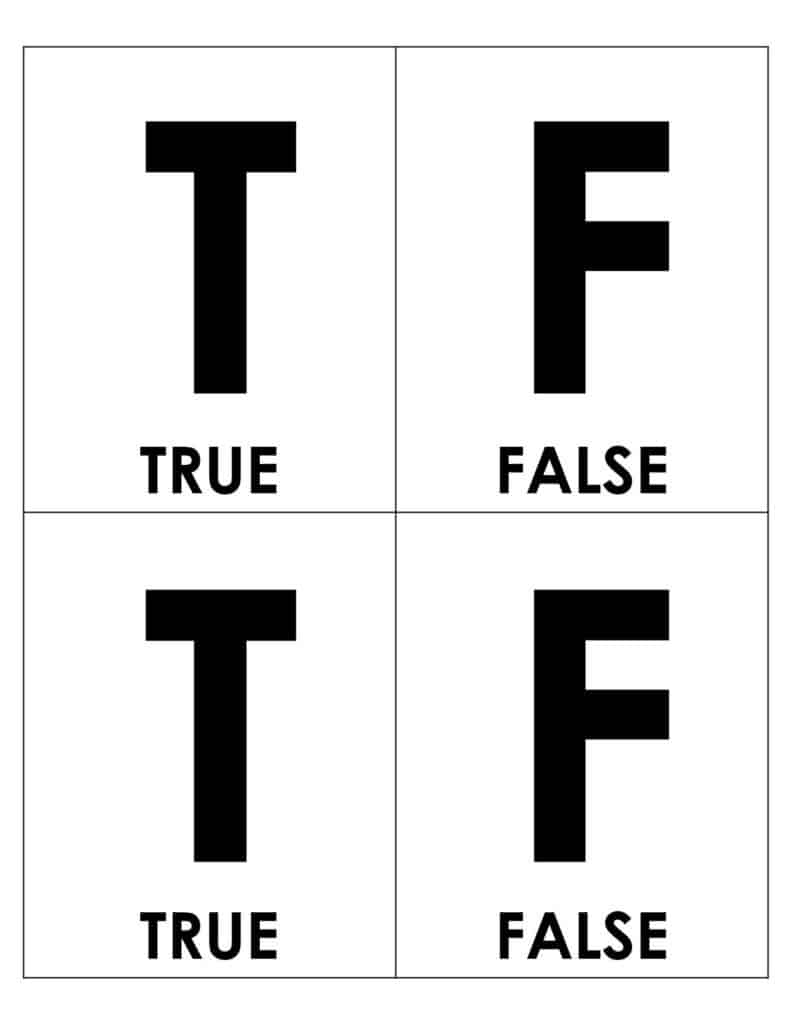 screenshot of true false cards.