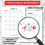 x puzzles factoring math worksheet.